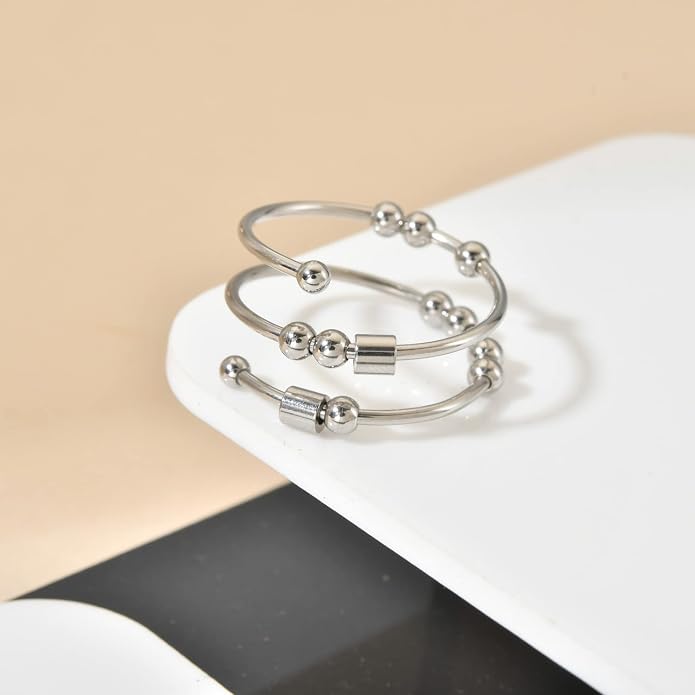 Morse Code Rings for Women, Stainless Steel Spinner Ring Fidget Rings for Anxiety Ring Morse Code Rings Inspirational Gifts Jewelry Women Birthday Graduation Gifts for Best Friends