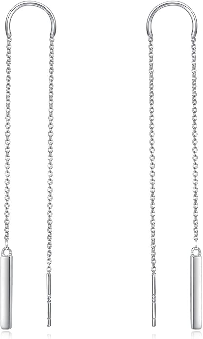 Threader Earrings Triangle Earrings Sterling Silver Created Opal Dangle Drop Long Chain Earring for Women Thread Earrings