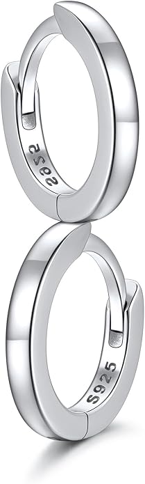 SILVERCUTE 925 Sterling Silver Huggie Hoop Earrings for Women,Hypoallergenic Small Hoop Earrings Lightweight Silver/14K Gold Hoops Cartilage Earrings for Women,8/10/12mm