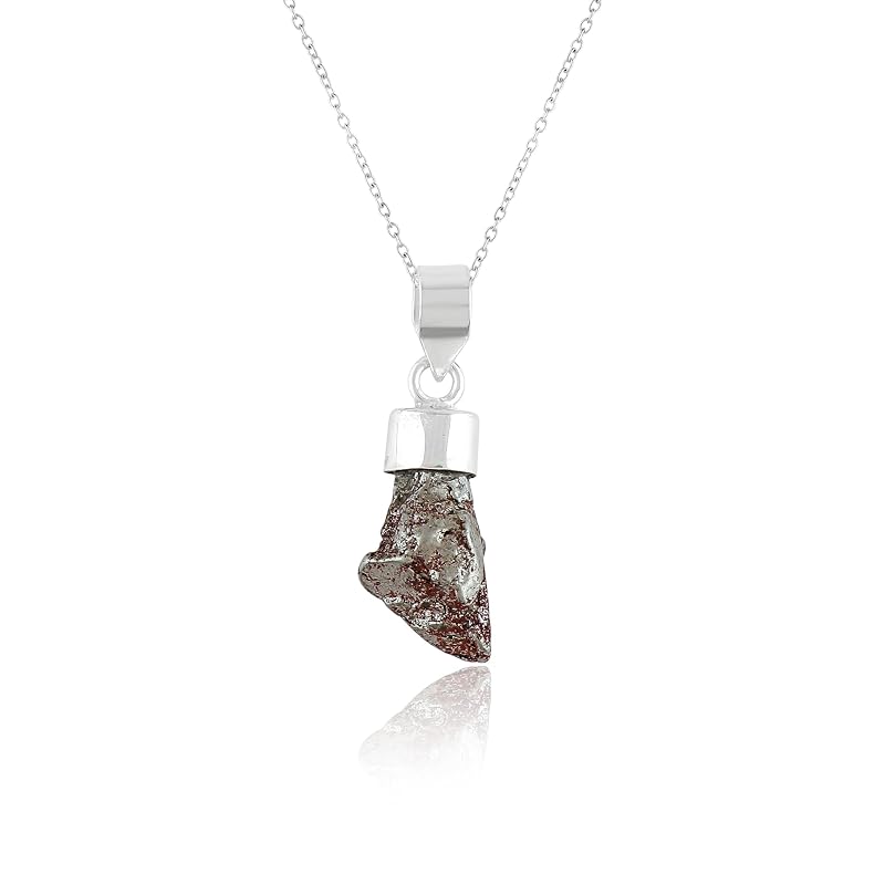 Real Meteorite Raw Crystal Pendant Necklace, Natural Gemstone, Bezel Setting, Rough Crystal, Healing Stone, Gift for Women, Imitation Jewelry 18 inch