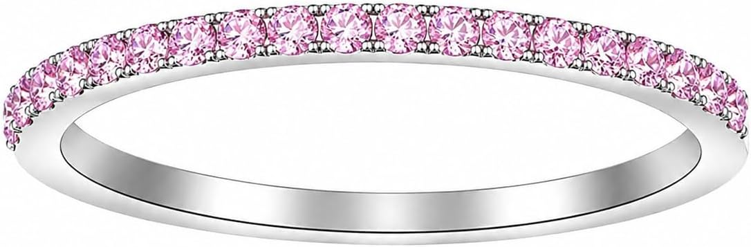 Birthstone Rings For Women, Silver Stackable Cubic Zirconia Stainless Steel Birth Stone Ring To My Daughter/Mom Birthday Unique Gifts Jewelry