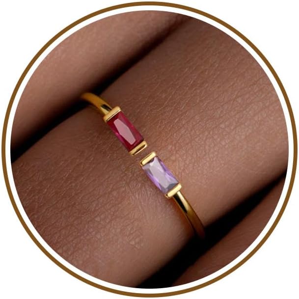 JSJOY Birthstone Rings for Women Dainty Emerald Blue Ring Birthday Gifts for Mom Her Gemstones CZ Ring for Teens Gold Rings That Don't Tarnish Adjustable Ring Jewelry Gifts