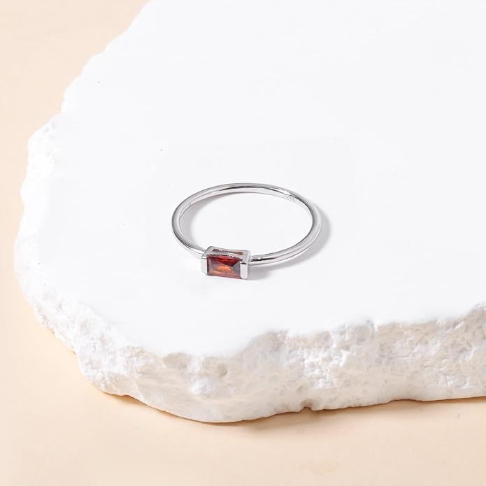 Helonley S925 Sterling Silver Birthstone Stackable Rings for Women Mother with Cubic zirconium Mom Ring Mother's Day Jewelry Gifts for Wife