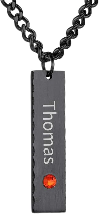GOLDCHIC JEWELRY Personalized Birthstone Name Necklaces for Men Women, Engraved Family Names Necklace with Birthstone Vertical Bar Necklace, Pendant for Husband/Father/Grandma/Wife Birthday Gifts