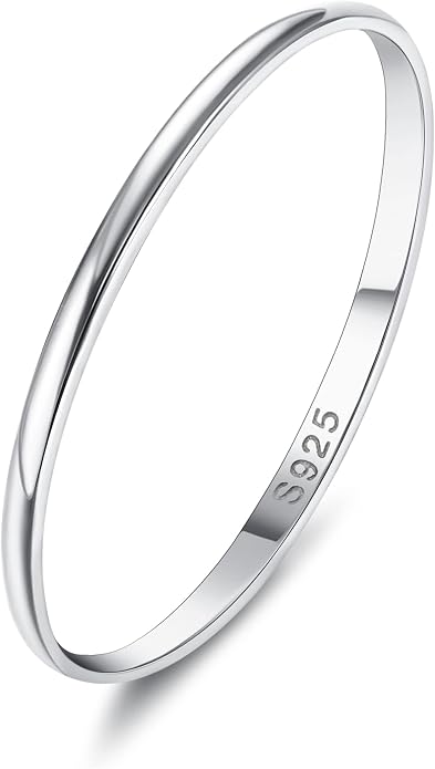 MILACOLATO 925 Sterling Silver Ring for Women Men High Polished Plain Stackable Thumb Rings Tarnish Resistant Wedding Band Ring Comfort Fit Size 4 to 12, 1mm 2mm 3mm 4mm 5mm 6mm