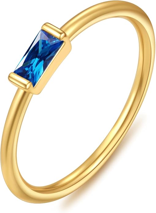 KOHOTA Silver Birthstone Rings for Women Dainty Stackable Engagement Wedding Promise Rings Non Tarnish CZ Emerald Green Gemstone Ring Mothers Birthday Gift Size 6-10