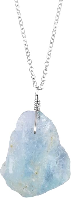 Raw Gemstone Dainty Pendant Necklace for Women, Trendy Healing Chakra Crystal, Birthstone Handmade 925 Sterling Silver Adjustable 18 inch Chain Jewelry, Birthday Gifts