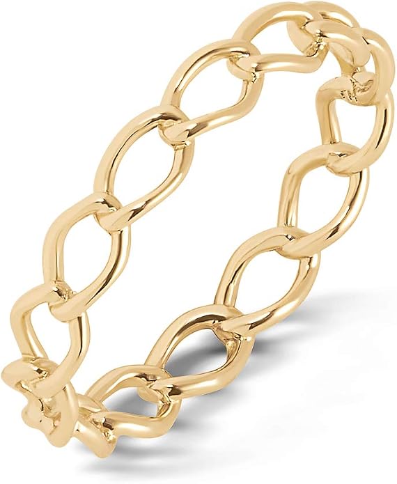 Milla Sterling Silver Rings for Women - Dainty Stackable Open Circle & Chain Gold Rings