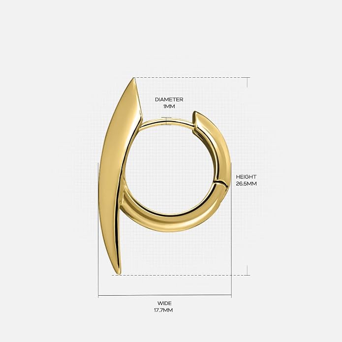 PUNKYOUTH Sharp Line Fluid Curve Earrings 18G 1mm Piercing Jewelry Edgy Minimalist Modern Claw Spike Huggie Hoop Dangle Drop For Women Men Polished Statement Everyday Wear Fashion Accessories