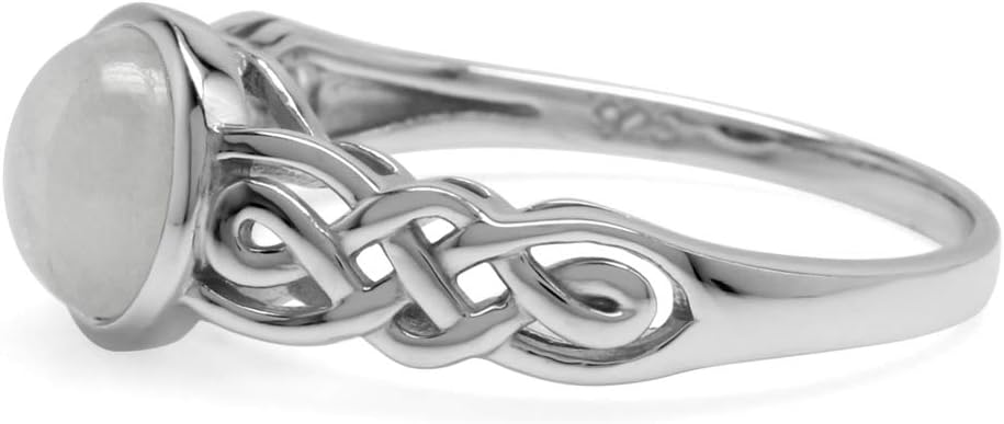 Silvershake 7MM Round Shape Gemstone White Gold Plated or Yellow Gold Plated 925 Sterling Silver Scroll/Filigree Celtic Knot Braided Solitaire Ring Jewelry for Wo