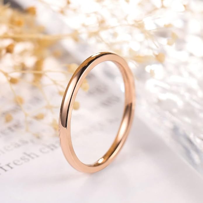 THREE KEYS JEWELRY 2mm 4mm 6mm 8mm Titanium Wedding Band for Men Women, Classic Domed & Step Edge High Polished Comfort Fit Anniversary Ring, Size 4-15