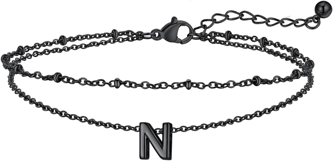 FaithHeart Initial Ankle Bracelets for Women, Waterproof 14k Gold Plated Initial Anklets Non Tarnish Stainless Steel Cute Layered Anklet Summer Beach Jewelry