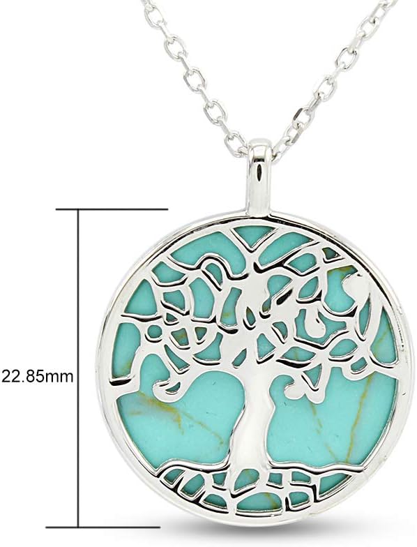 AFFY Turquoise Celtic Jewelry Silver Pendant, Tree of Life Necklace, Celtic Necklace Tree of Life for Women/Arbol de la Vida Colgante, 18'' Sterling Silver 925 Chain