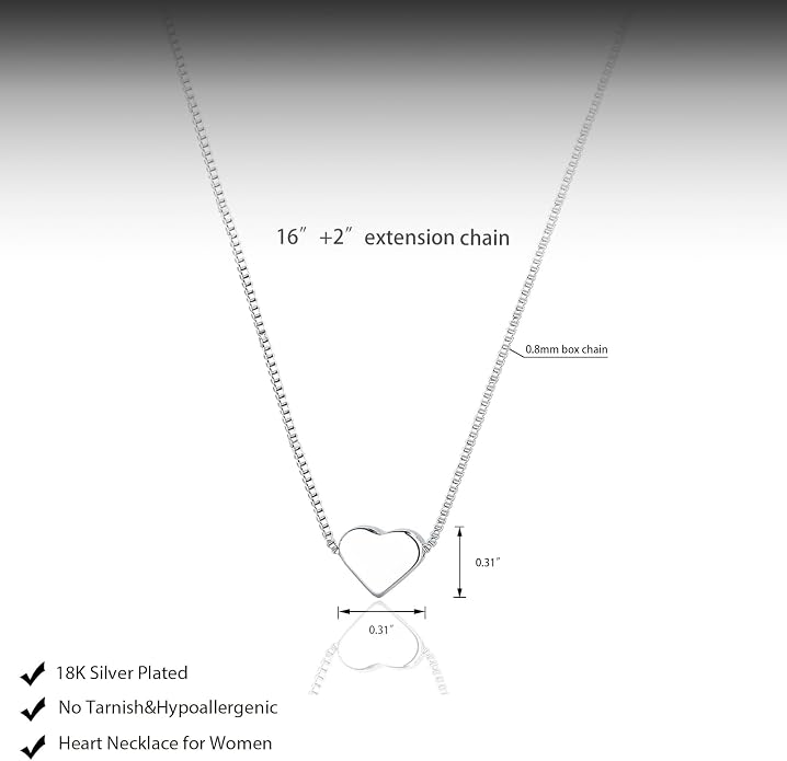 HERIER Cute Heart Necklace Dainty 18k Gold Plated Tiny Heart Pendant Choker Necklaces Small Gold Love Open Heart Chain Necklace for Women Simple Gold Necklace for Women Trendy Jewelry