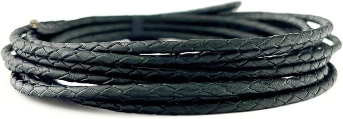 3mm Braided Leather Cord for Jewelry Making, Bracelets, Necklaces & Bolo Ties – Top Grain Leather, Flexible, Durable & Soft
