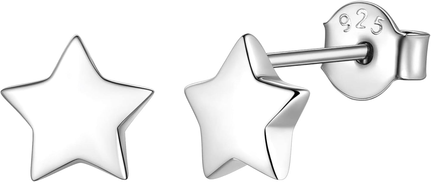 FindChic Hypoallergenic Sterling Silver Small Bar/Heart/Dot/Triangle/Butterfly/Lightning Studs Earrings Minimalist Geometric Jewelry Valentine Gifts for Women Men Girls, with Gift Box