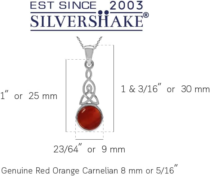 Silvershake 8MM Round Shape Gemstone White Gold Plated or Yellow Gold Plated 925 Sterling Silver Triquetra Celtic Knot Pendant or Pendant with 18 Inches Chain Necklace Jewelry for Women