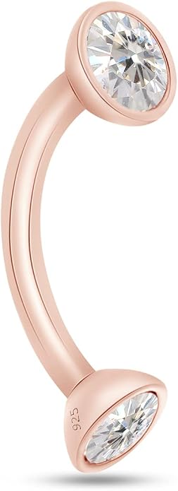 SAVEARTH DIAMONDS 1/3 Carat Round Cut Lab Created Moissanite Diamond Belly Button Navel Rings Body Piercing Jewelry For Women In 14K Gold Over Sterling Silver (VVS1 Clarity, 0.33 Cttw)