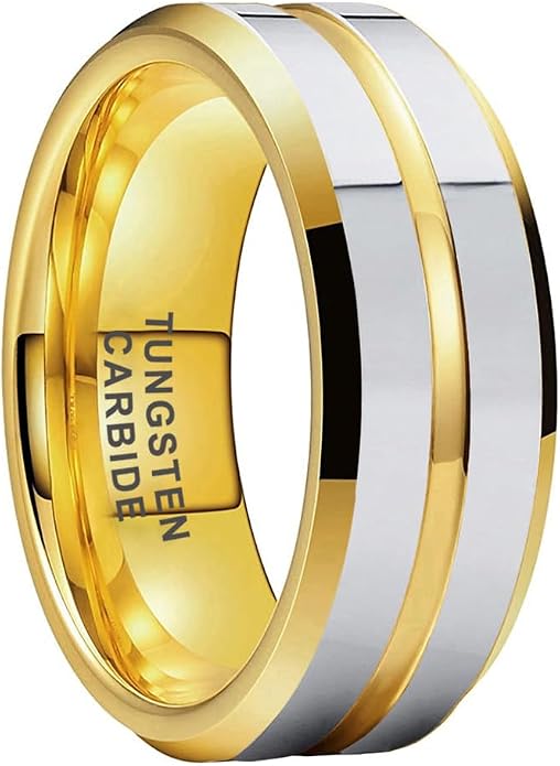 TUTISS 6mm 8mm Silver/Black/Blue/Gunmetal/Gold/Rose Gold Tungsten Rings for Men Women Fashion Engagement Wedding Bands Matte Finish Beveled Edges Comfort Fit