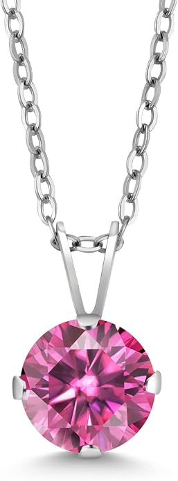 Gem Stone King 7MM Round Gemstone Birthstone Pendant Necklace For Women | 925 Sterling Silver | With 18 Inch Silver Chain | Fine Jewelry Gifts for Women Her Mom Wife