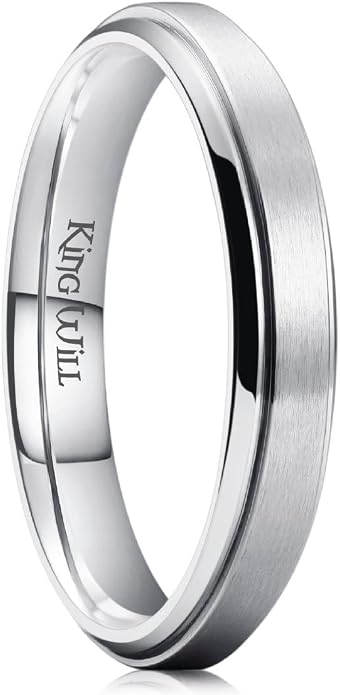 King Will Titanium Wedding Band for Men Women- 3-10mm Width Black/Sliver/Gold High Purity Titanium Promise Wedding Ring Comfort Fit for Daily Wear Size 6-14