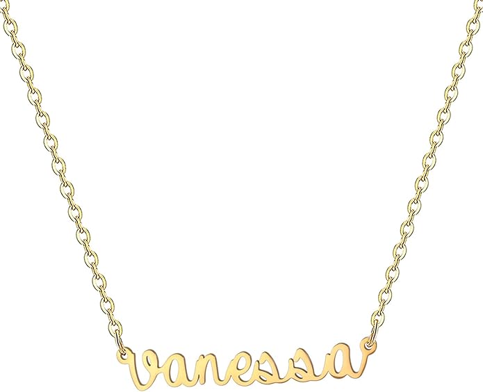 MOMOL 18K Gold Plated Stainless Steel Name Necklace Personalized Custom Name Necklace Customized Nameplate Necklace for women