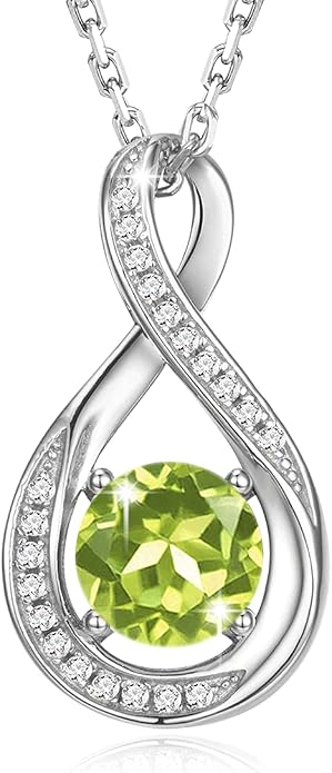 925 Sterling Silver Birthstone Necklace for Women Infinity Necklaces Birthday Anniversary Fine Jewelry Gifts for Mother Women, Adjustable Chain