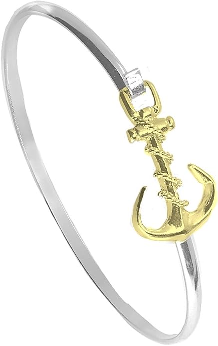 Cape Cod Jewelry-CCJ Anchor Bracelet Latch Cuff TwoTone