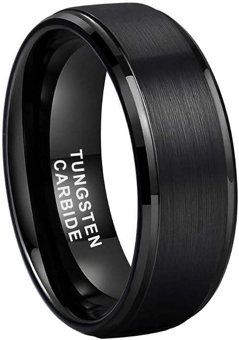 TUTISS 6mm 8mm Tungsten Rings for Men Women Fashion Engagement Wedding Bands Brushed Finish Stepped Beveled Edges Comfort Fit