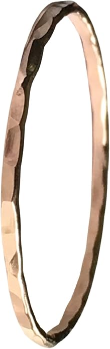 Ellie J Maui Hammered Ring, 1mm Thin Stacking Rings, Minimalist Rings for Women, 14K Gold Filled Rings for Teen Girls Midi Knuckle Pinky Finger Jewerly (Size 3-11)