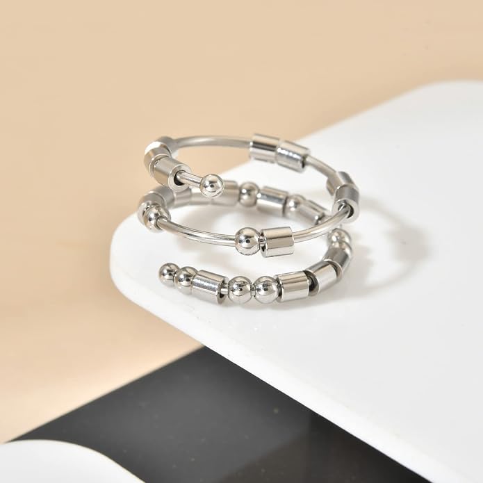 Morse Code Rings for Women, Stainless Steel Spinner Ring Fidget Rings for Anxiety Ring Morse Code Rings Inspirational Gifts Jewelry Women Birthday Graduation Gifts for Best Friends
