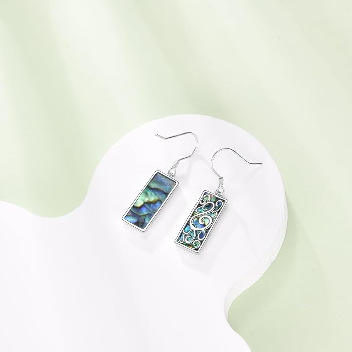 VONALA Abalone Shell Filigree Earrings 925 Sterling Silver Half Butterfly/Dragonfly Teardrop/Long/Vintage Abalone Shell Drop Dangling Earrings Bohemian Jewelry Gifts for Women
