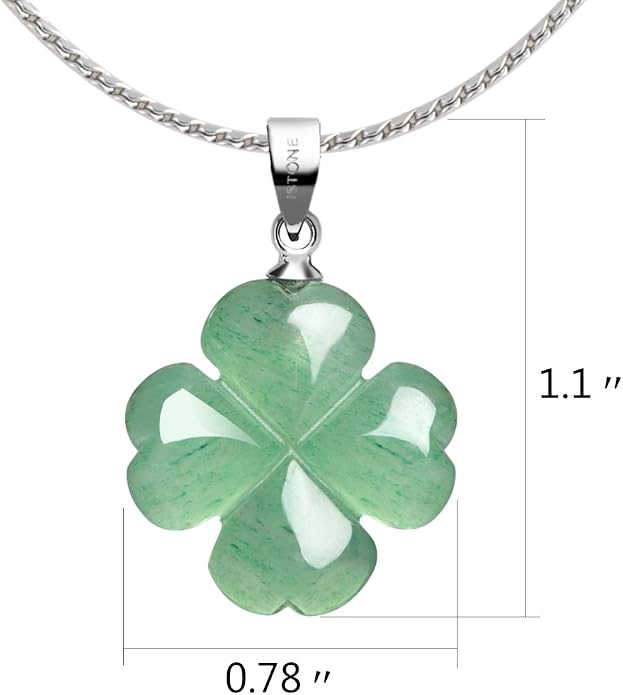 iSTONE 925 Sterling Silver Natural Crytral for Womens Pendant Necklace, Gemstone Birthstone with 17.8" Silver Chain Ladies