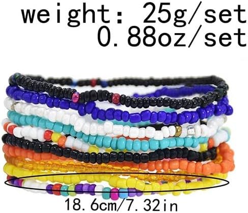3-20Pcs Handmade Bohemian Summer Beach Beads African Ankle Bracelet for Women Adjustable Boho Colorful Seeds Stretch Barefoot Sandal Foot Anklet Jewelry
