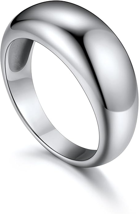 U7 Chunky Gold Dome Rings for Women, Stainless Steel/18KGold Plated/Black Statement Ring Non Tarnish Women Rings, Size 7-12