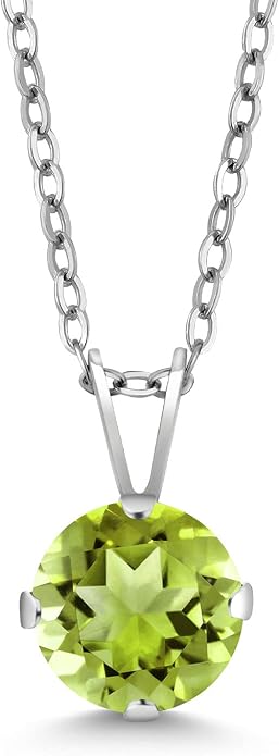 Gem Stone King 7MM Round Gemstone Birthstone Pendant Necklace For Women | 925 Sterling Silver | With 18 Inch Silver Chain | Fine Jewelry Gifts for Women Her Mom Wife
