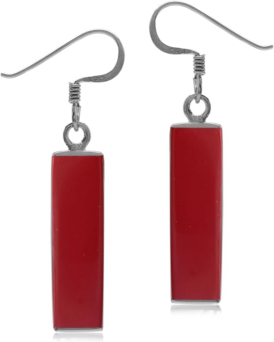 Silvershake Mondern Long Bar linear 925 Sterling Silver Dangle Hook Earrings