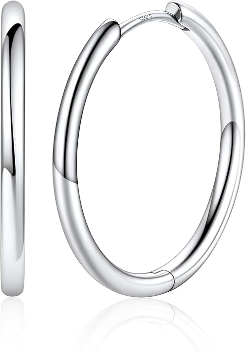 Silvora 14K Gold Plated Huggie Hoop Earrings for Women, Small Sterling Silver Hoops, Hypoallergenic Cartilage Earrings for Sensitive Ears 8/10/12/14/16/18/20MM