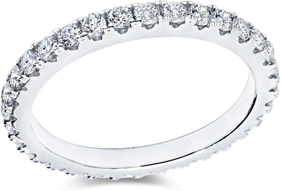 Bo.Dream 1.5mm/2.2mm/3mm Round Cubic Zirconia CZ Full/Half Eternity Rings Wedding Band Sterling Silver