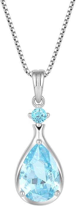 Birthstone Necklace for Women Teardrop Necklace S925 Sterling Silver Infinity Love Pendant for Mom Women