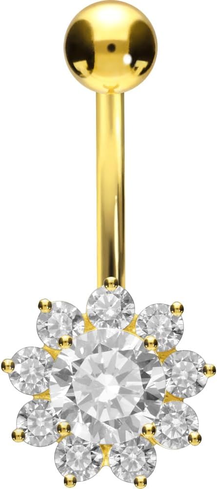 PIERCINGLINE surgical steel flower - belly button ring surgical steel, gold, silver, rosegold piercing - new version with improved durability