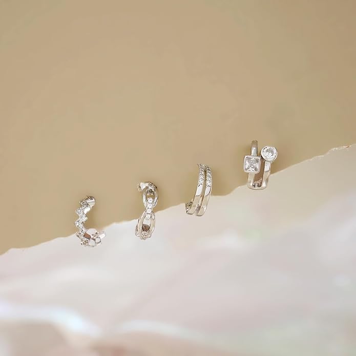 CHIC & ARTSY 925 Sterling Silver Ear Cuffs for Women, Non Piercing Clip On Cartilage Cuffs, Adjustable Fake Conch & Helix Earrings, Gold Plated & Oxidized Various Styles