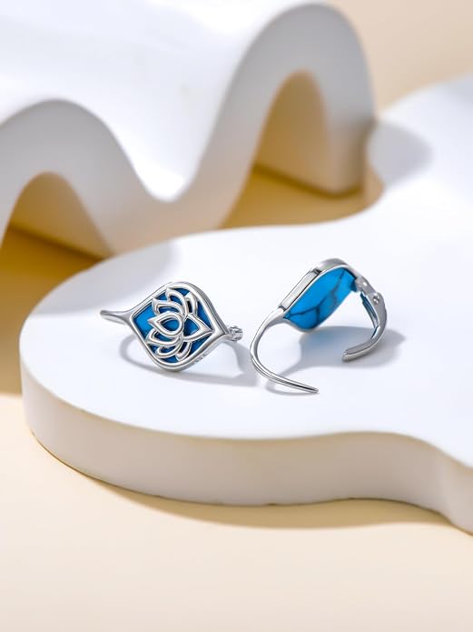 WINNICACA Leverback Earrings for Women 925 Sterling Silver Tree of Life Earrings Dangle Drop Turquoise Moonstone Moss Agate Heart Jewelry Gifts for Women Her Wife Anniversary Birthday Gifts