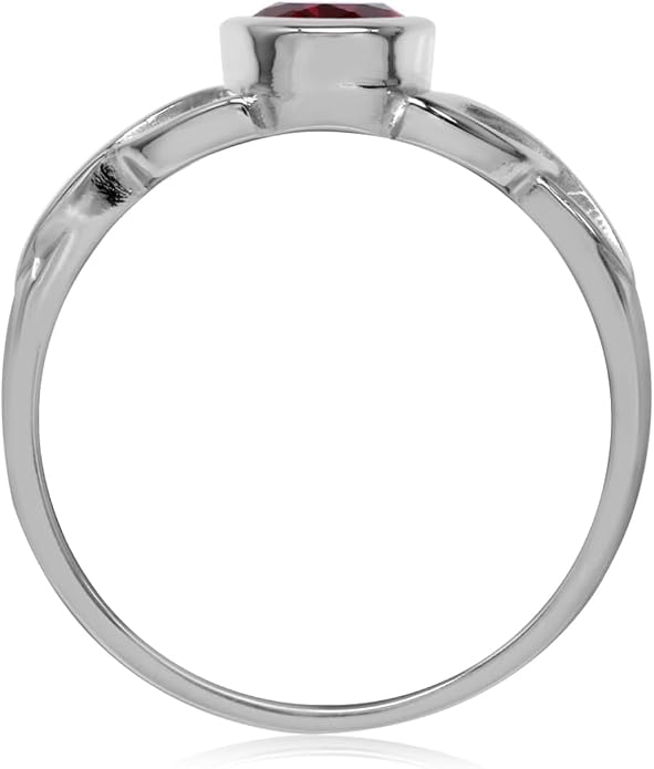 Silvershake 7x5MM Oval Shape Birthstone Gemstone White Gold Plated or 18K Yellow Gold Plated 925 Sterling Silver Triquetra Trinity Celtic Knot Solitaire Ring Jewelry for Women
