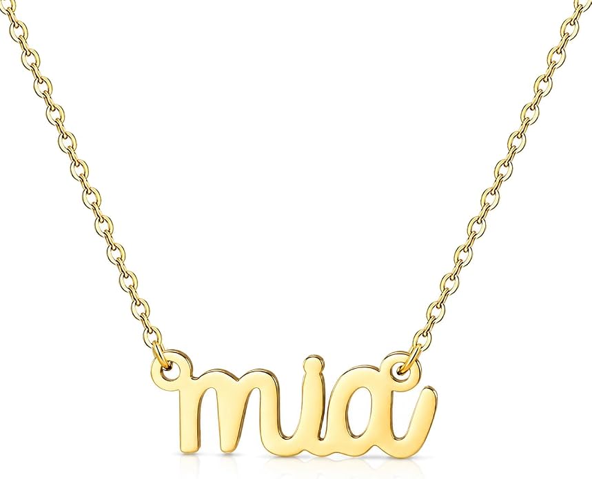 MOMOL 18K Gold Plated Stainless Steel Name Necklace Personalized Custom Name Necklace Customized Nameplate Necklace for women