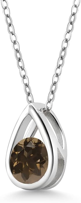 Gem Stone King Teardrop Pendant Necklace For Women | 5MM Round Gemstone Birthstone | 925 Sterling Silver | With 18 Inch Silver Chain | Fine Jewelry Gift for Her Mom Women Wife