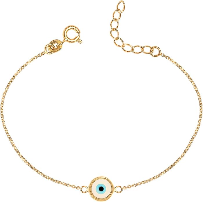 Charmsy 925 Sterling Silver Evil Eye Necklace Bracelet for Women | 14K Gold-Plated Evil-Eye Bracelets | Good Luck Necklace Jewelry
