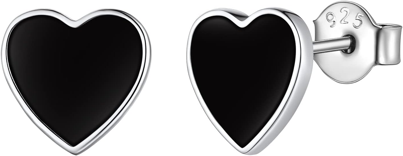 FindChic Hypoallergenic Sterling Silver Small Bar/Heart/Dot/Triangle/Butterfly/Lightning Studs Earrings Minimalist Geometric Jewelry Valentine Gifts for Women Men Girls, with Gift Box