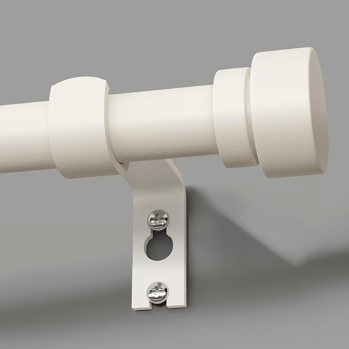 Lootkell Modern White Curtain Rods for Windows 48 to 84 Inches Adjustable Length Heavy Duty 1" Diameter Window Curtain Rod with Decorative Finials for Outdoor Farmhouse Bedroom Kitchen Living Room