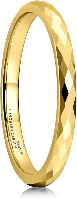 King Will Tungsten Carbide Wedding Ring for Men Women Promise Ring for Couple 2mm/4mm/6mm Black/Silver/Gold/Rose Gold Multi-faceted Shining Luster High Polished Wedding Band Comfort Fit